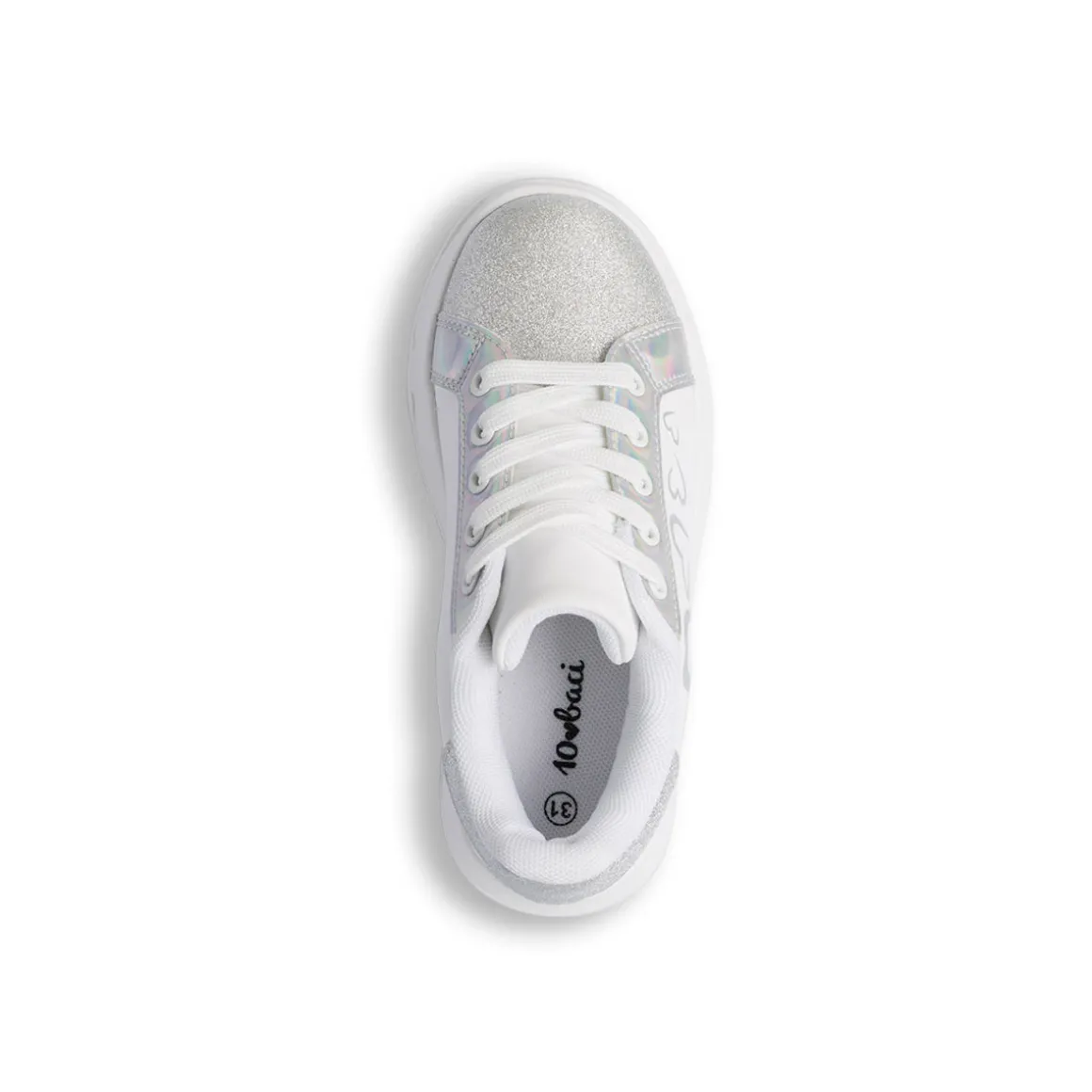 Sneakers bianche da ragazza con dettagli glitter Dieci Baci