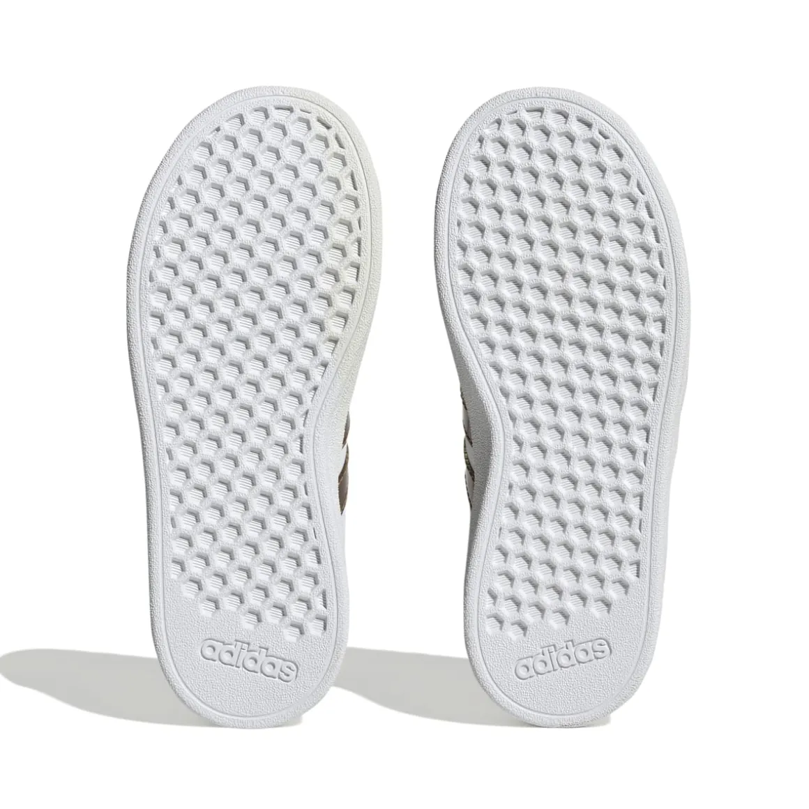 Sneakers bianche da ragazza con strisce oro adidas Grand Court 2.0 K