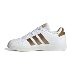 Sneakers bianche da ragazza con strisce oro adidas Grand Court 2.0 K
