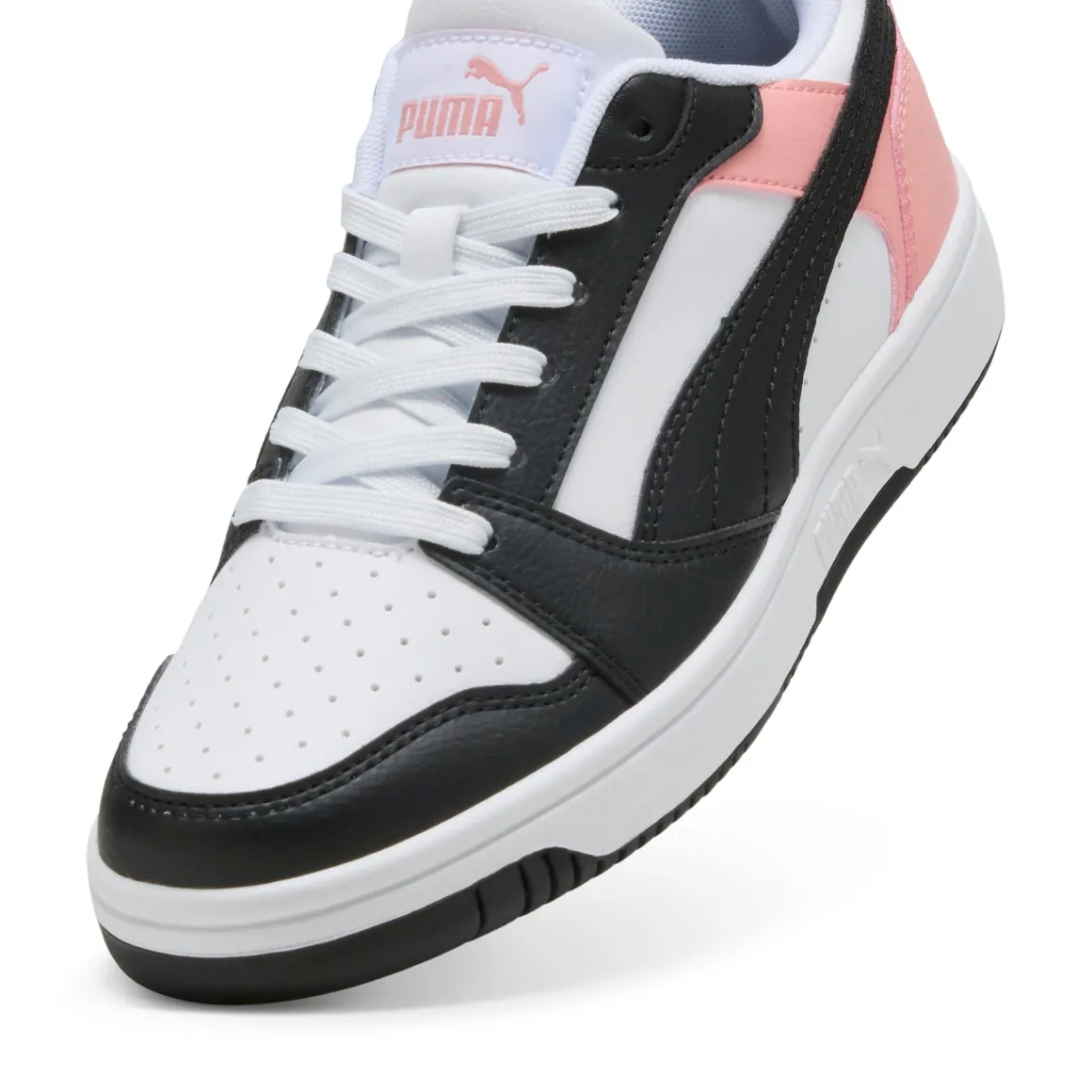 Sneakers bianche da ragazza con dettagli rosa Puma Rebound V6 Low