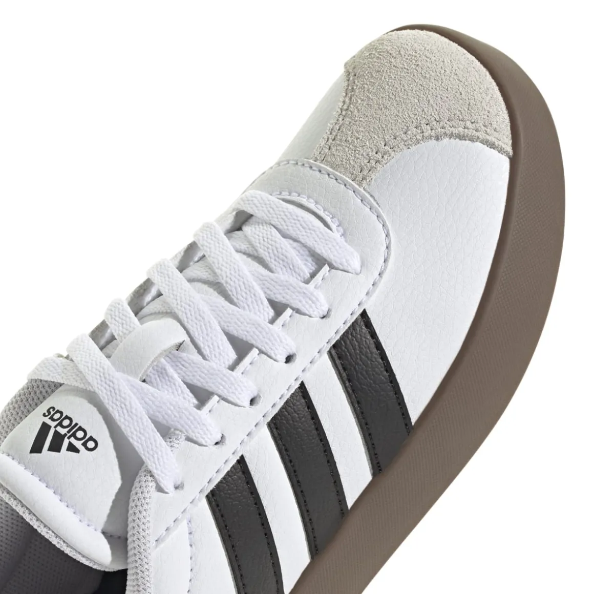 Sneakers bianche da ragazzo con strisce nere adidas VL Court 3.0 K