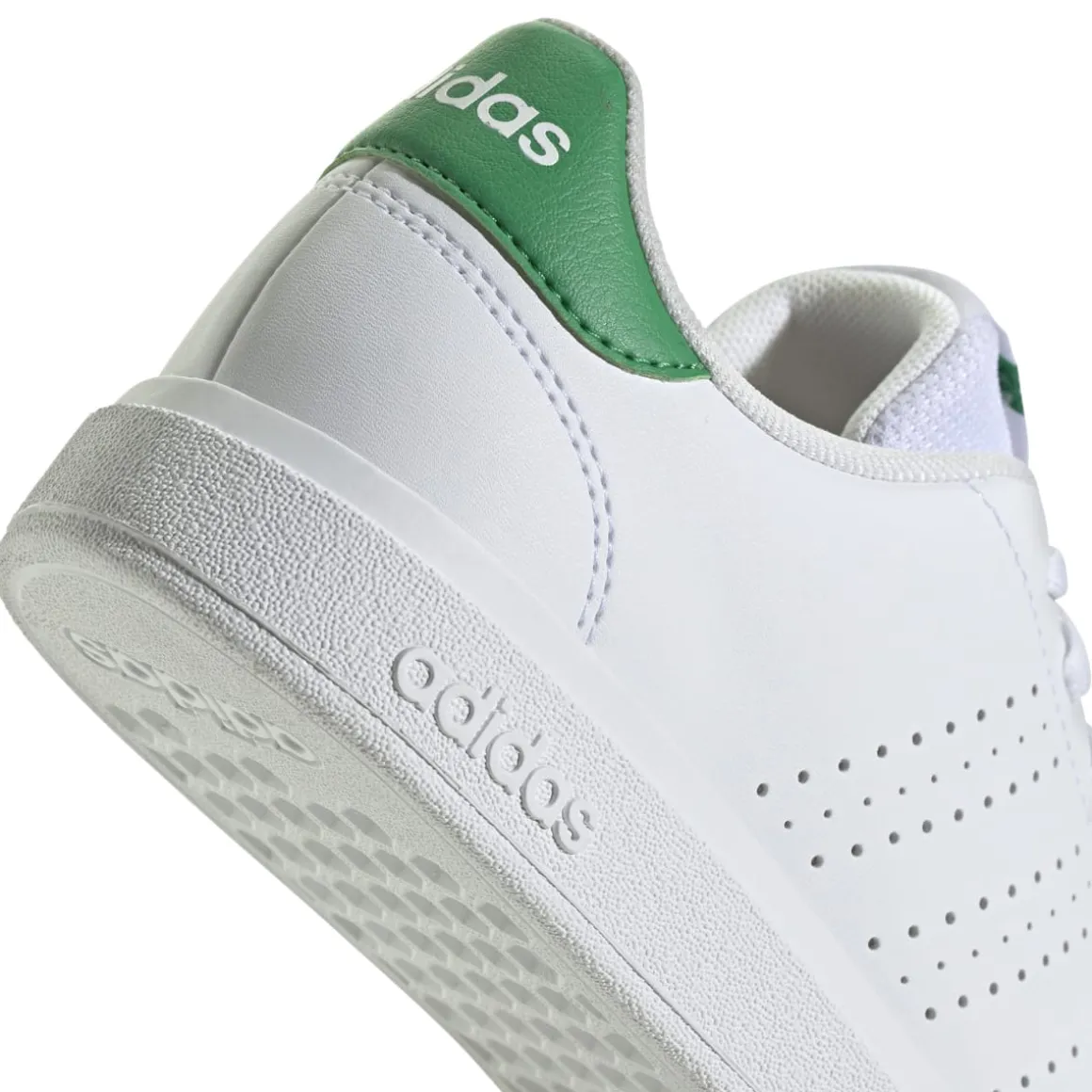 Sneakers bianche da ragazza con dettaglio verde adidas Advantage 2.0