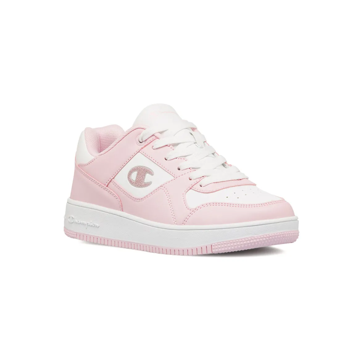 Sneakers bianche da ragazza con logo glitterato Champion Rebound Low G GS