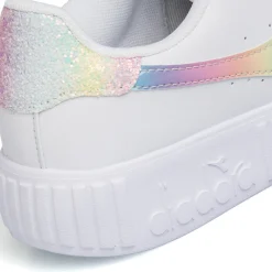 Sneakers bianche da ragazza con logo arcobaleno Diadora Game Step Bloom GS