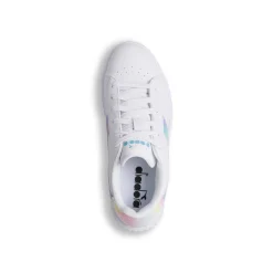 Sneakers bianche da ragazza con logo arcobaleno Diadora Game Step Bloom GS