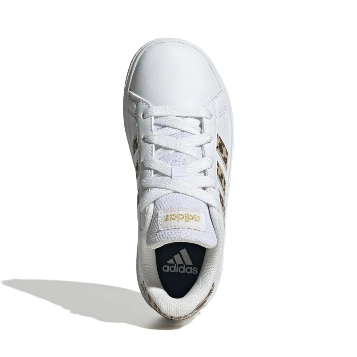 Sneakers bianche da ragazza con strisce animalier adidas Grand Court 2.0 K