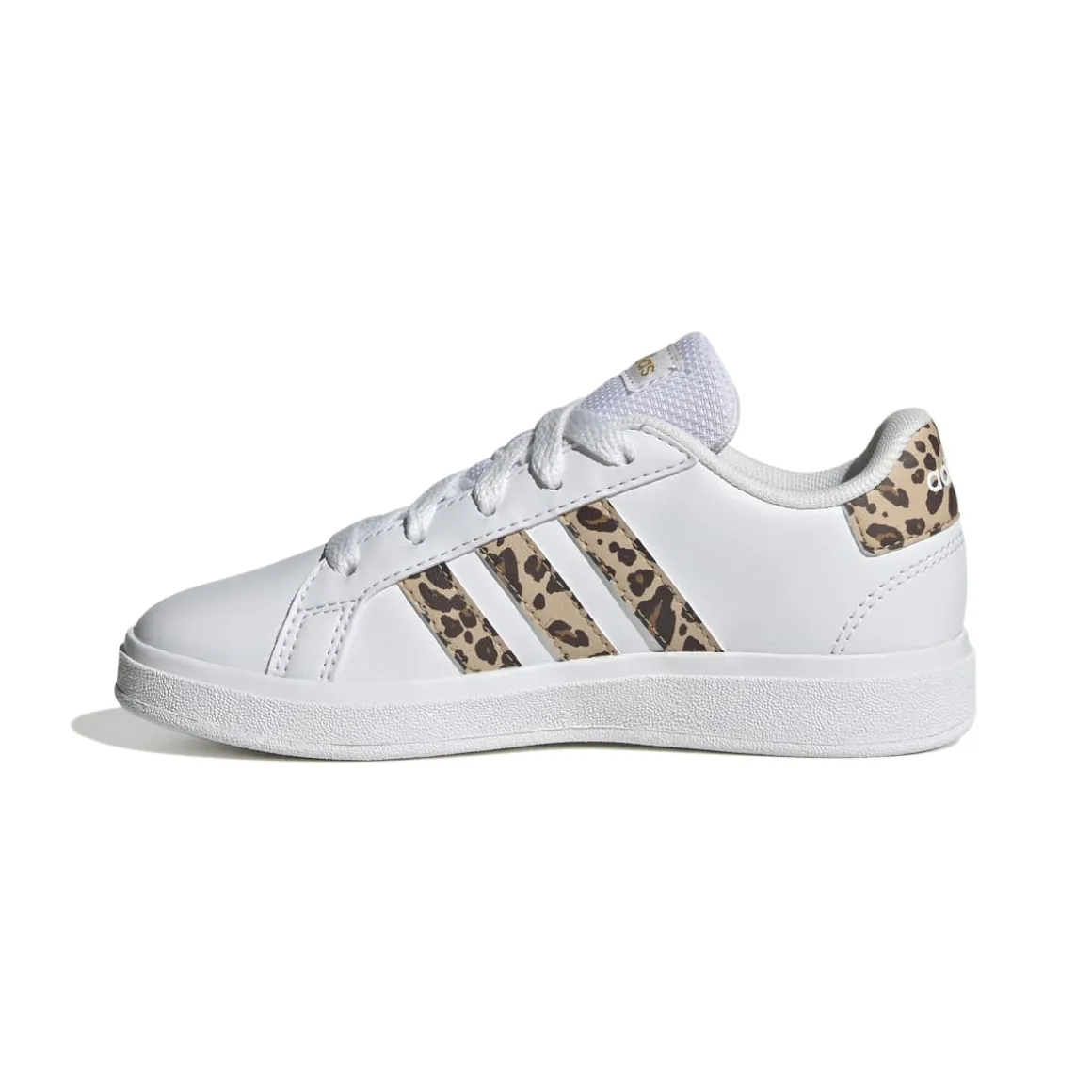 Sneakers bianche da ragazza con strisce animalier adidas Grand Court 2.0 K