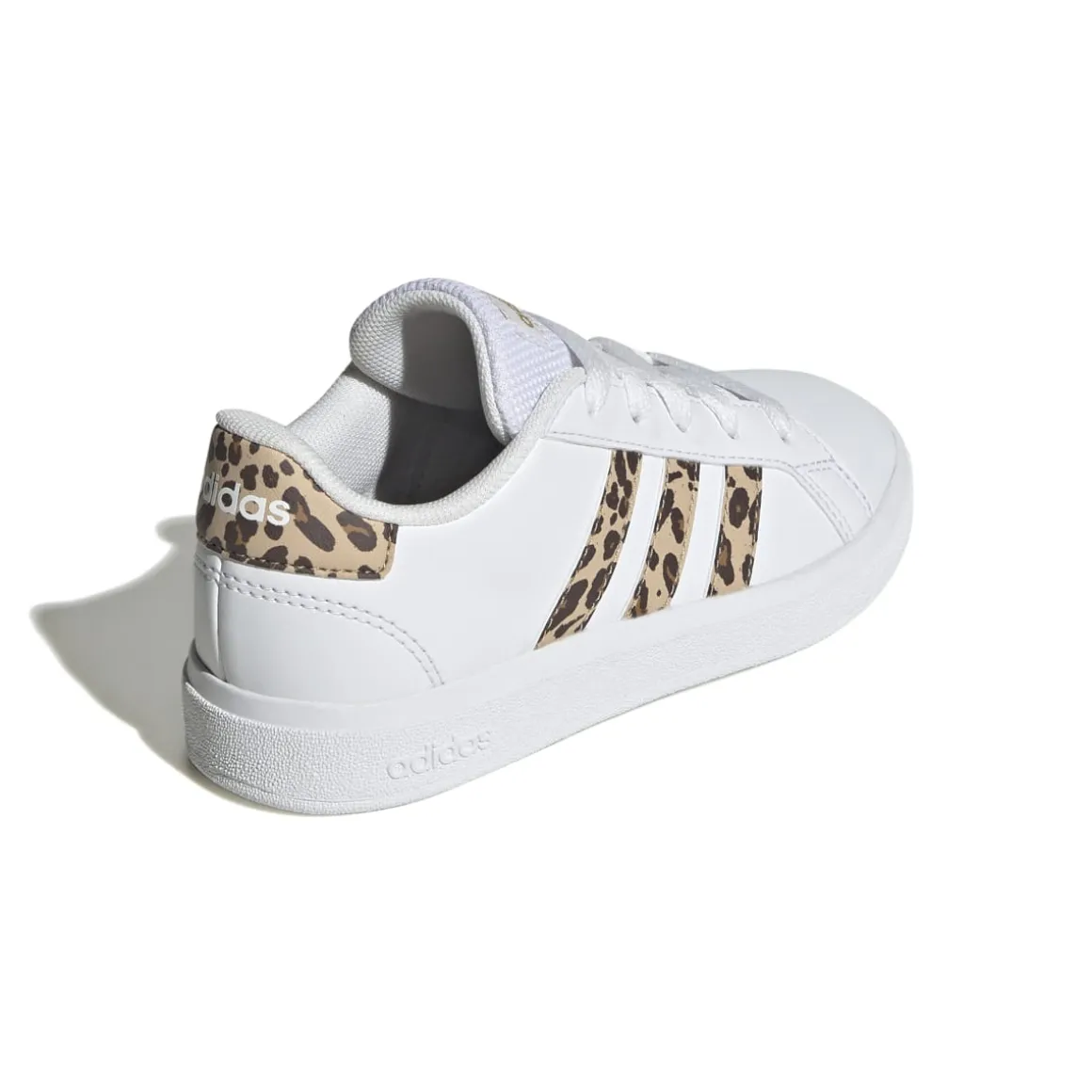 Sneakers bianche da ragazza con strisce animalier adidas Grand Court 2.0 K
