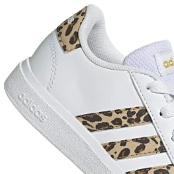 Sneakers bianche da ragazza con strisce animalier adidas Grand Court 2.0 K