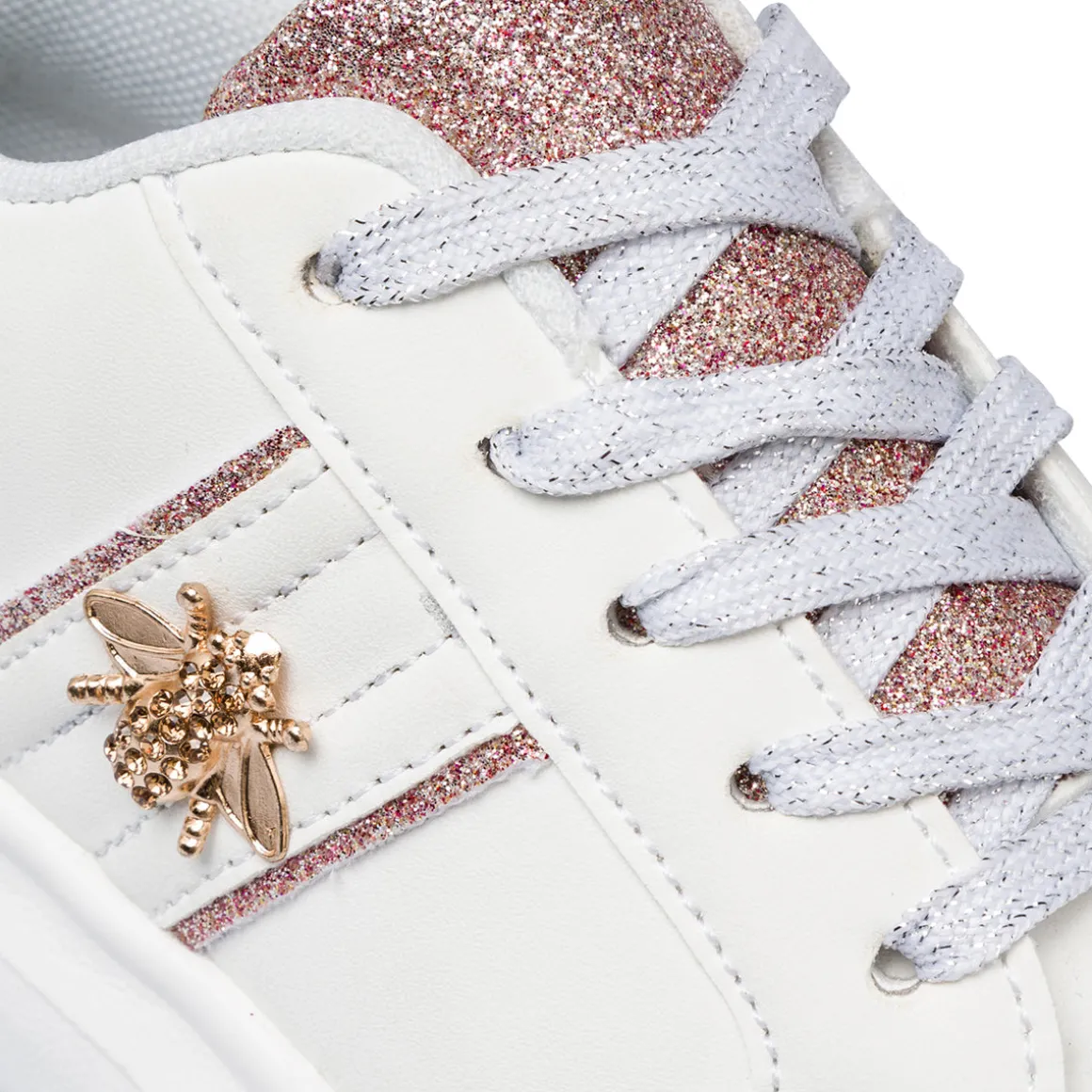 Sneakers bianche da ragazza con dettagli glitter Dieci Baci