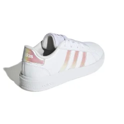 Sneakers bianche da ragazza con strisce iridescenti adidas Grand Court 2.0 K