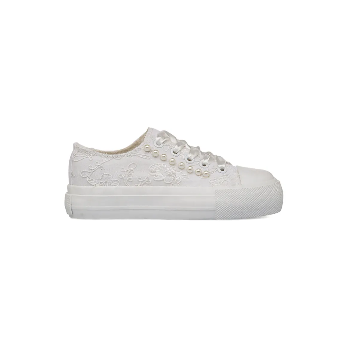 Sneakers bianche da Ragazza basse con ricamo e perle Dieci Baci