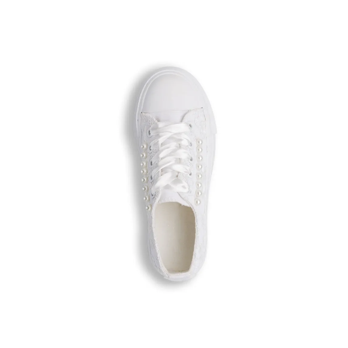 Sneakers bianche da Ragazza basse con ricamo e perle Dieci Baci