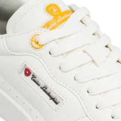 Sneakers bianche da Uomo con dettagli giallo e logo Tonino Lamborghini