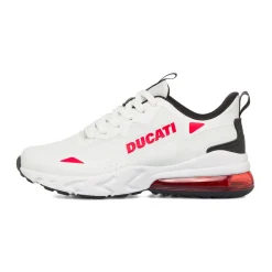 Sneakers bianche da Uomo con inserti e logo rosso in contrasto Ducati