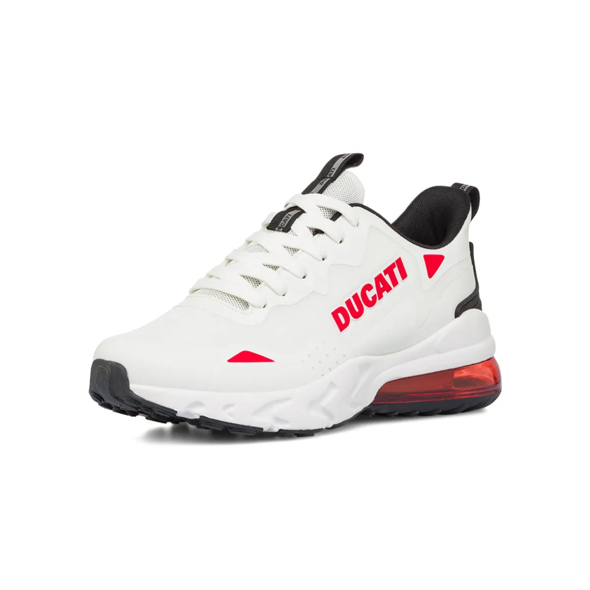 Sneakers bianche da Uomo con inserti e logo rosso in contrasto Ducati
