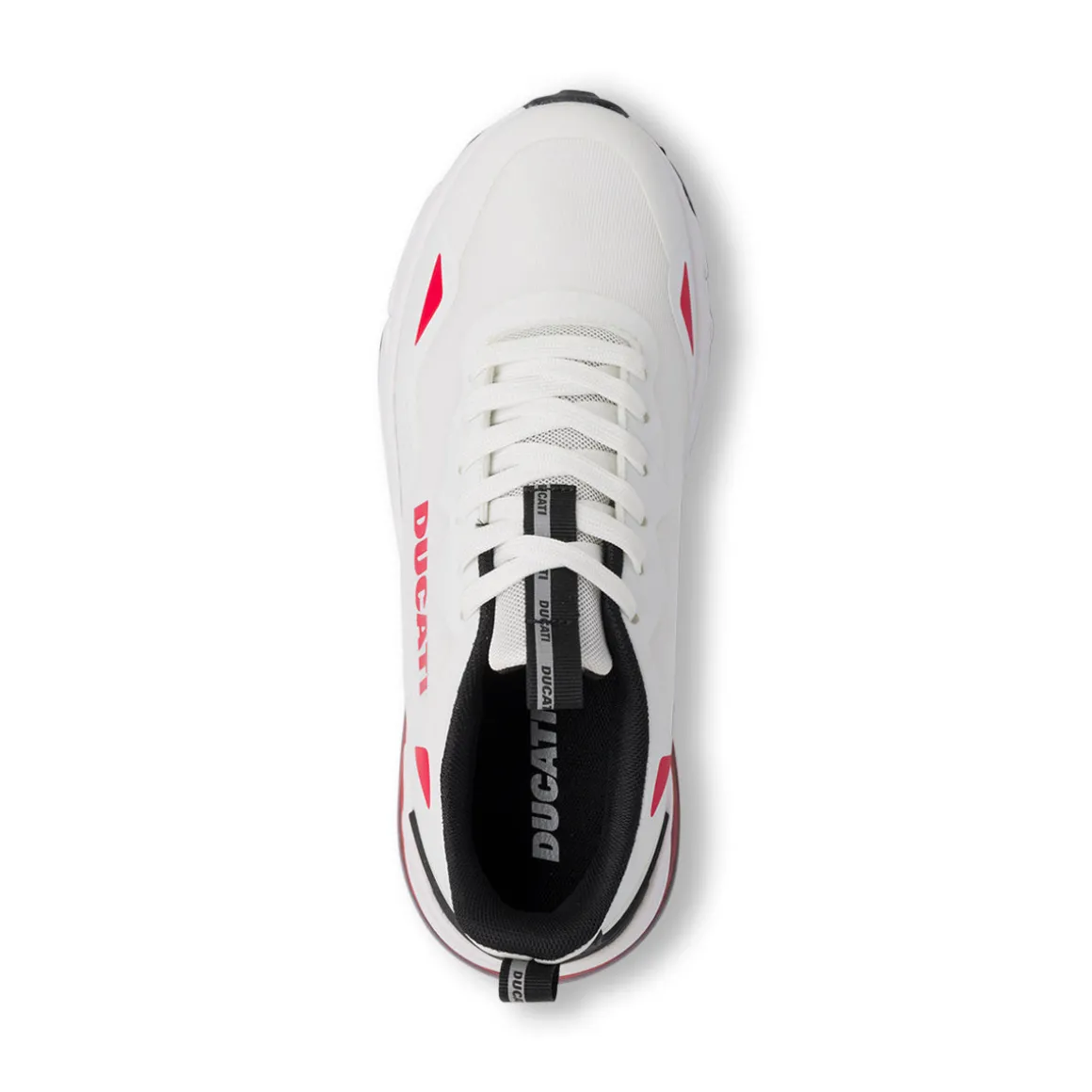 Sneakers bianche da Uomo con inserti e logo rosso in contrasto Ducati