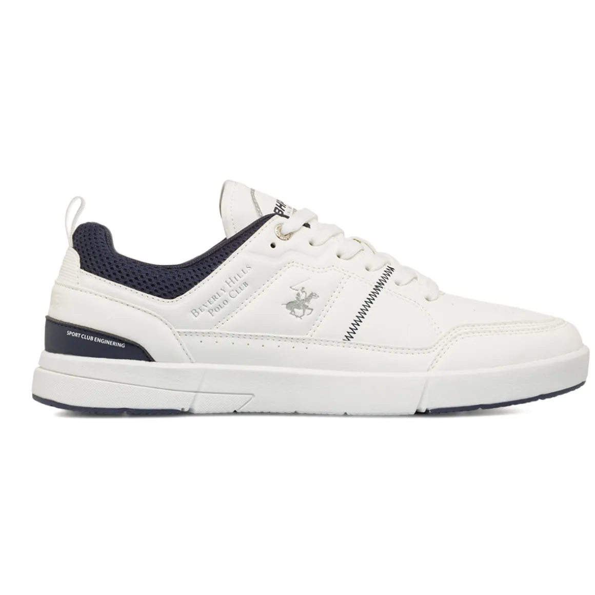 Sneakers bianche da Uomo con inserti blu Beverly Hills Polo Club