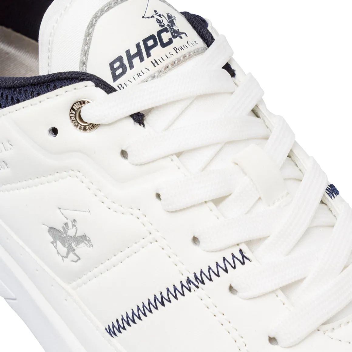 Sneakers bianche da Uomo con inserti blu Beverly Hills Polo Club