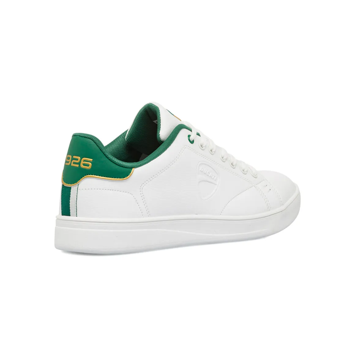 Sneakers bianche da uomo con dettagli verde e logo Ducati Slick