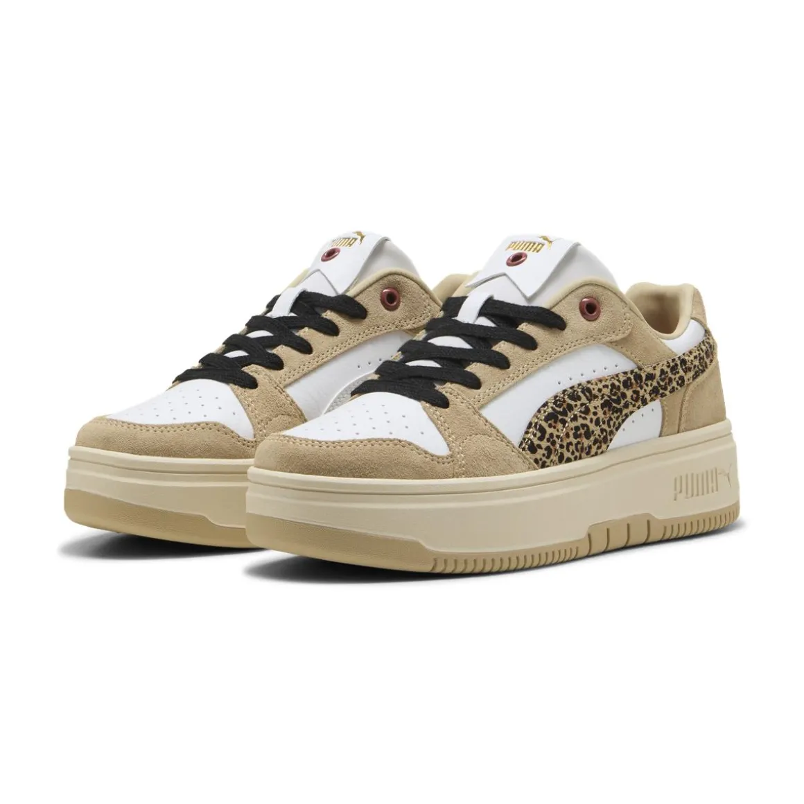 Sneakers bianche e beige da Donna con stampa leopardata Puma Rebound