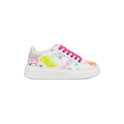 Sneakers bianche e colorate da Ragazza con lacci rosa Dieci Baci