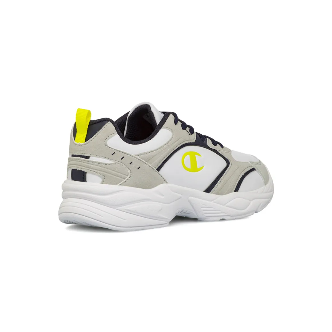 Sneakers bianche e grigio chiaro da ragazzo con dettagli gialli Champion Count B GS