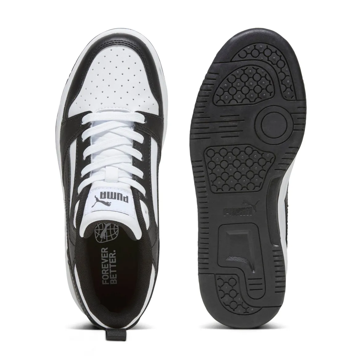 Sneakers bianche e nere da ragazzo Puma Rebound V6 Lo Jr