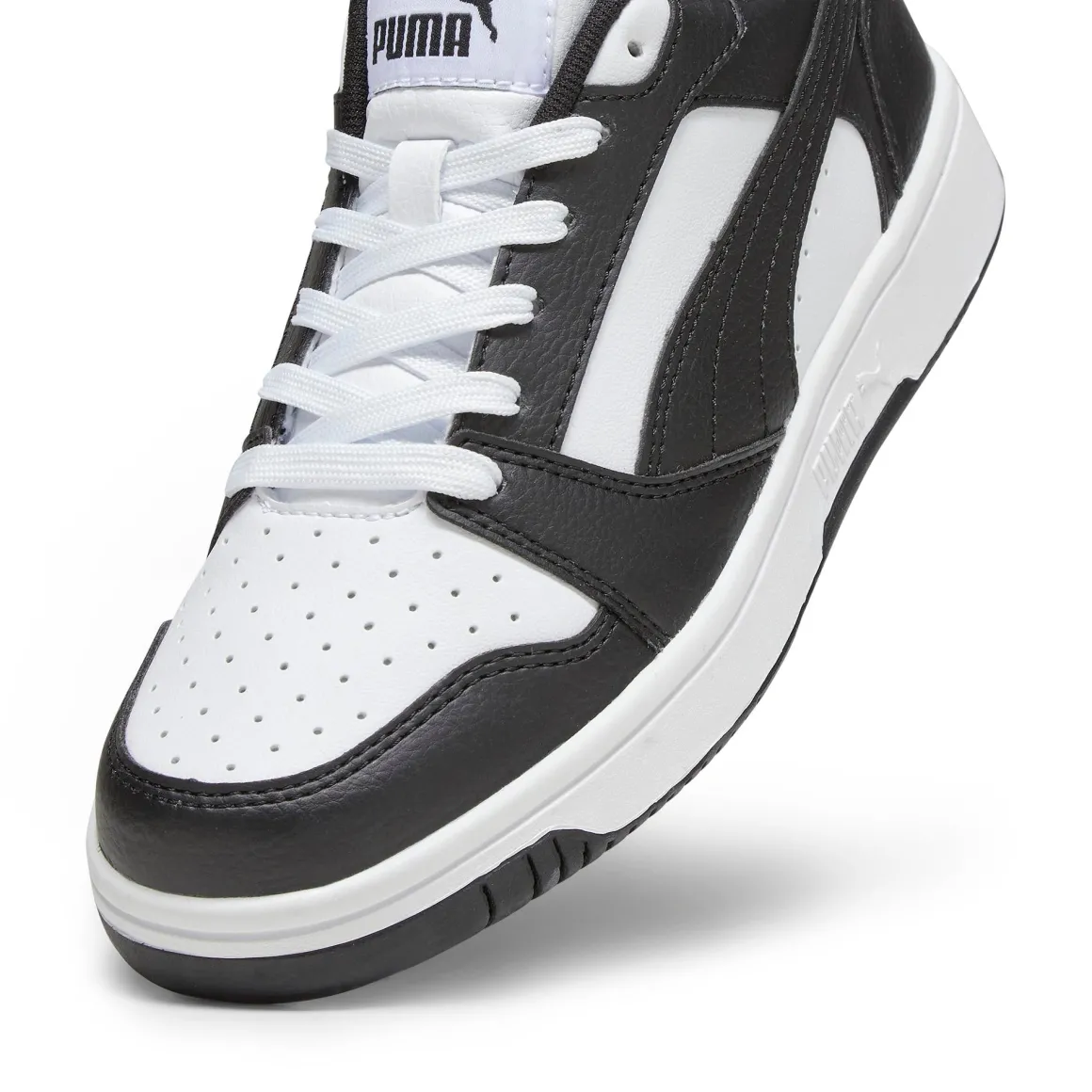 Sneakers bianche e nere da ragazzo Puma Rebound V6 Lo Jr