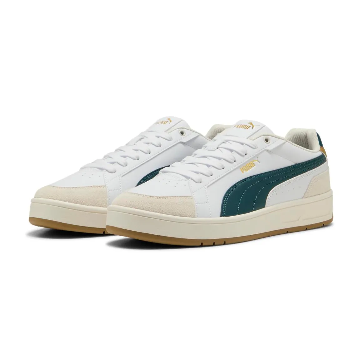 Sneakers bianche e verde scuro da Uomo Puma Court Classico
