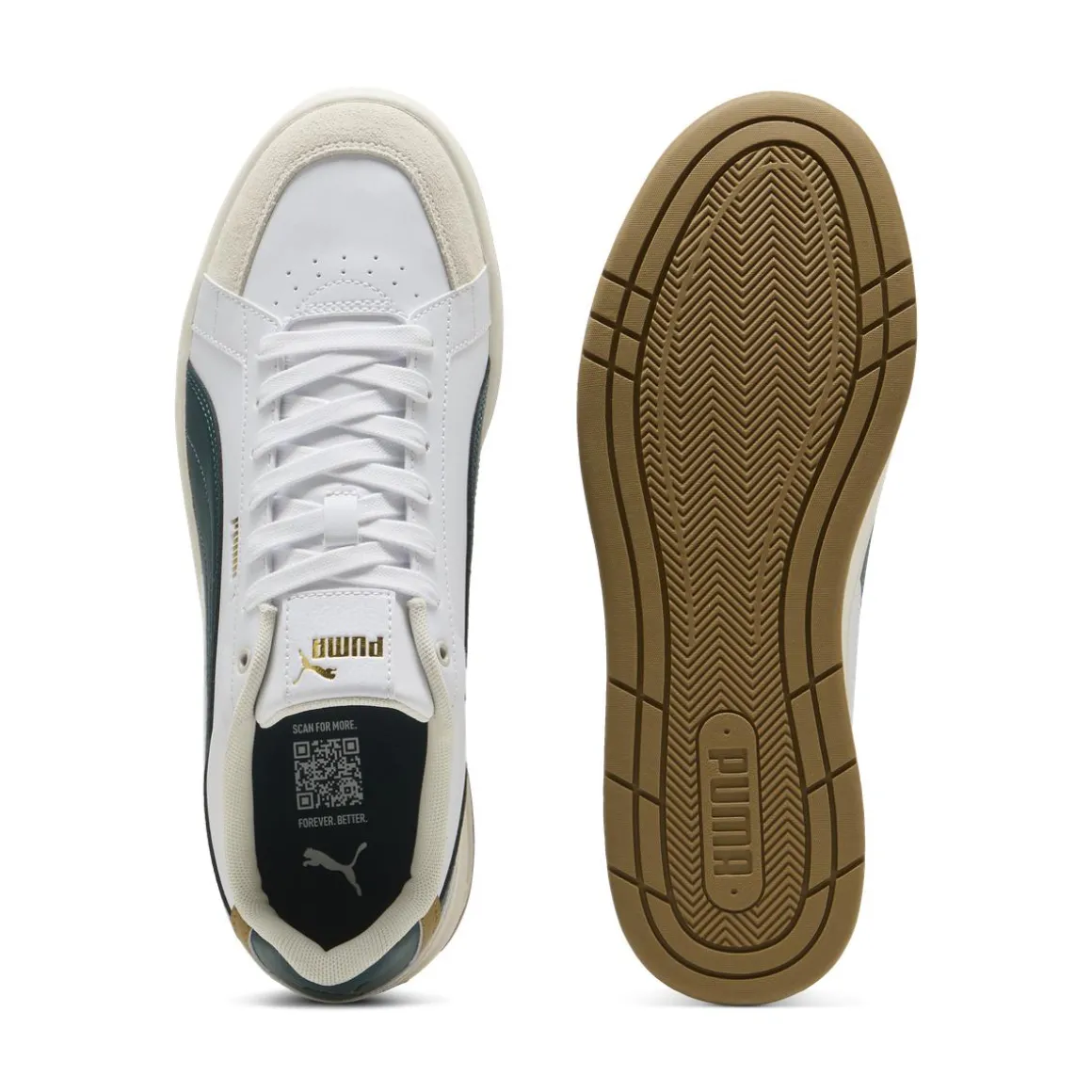 Sneakers bianche e verde scuro da Uomo Puma Court Classico