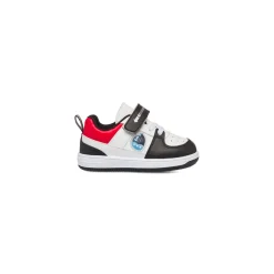 Sneakers bianche primi passi con dettagli neri e rossi Birilli&Monelli