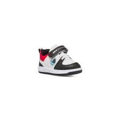 Sneakers bianche primi passi con dettagli neri e rossi Birilli&Monelli