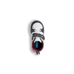 Sneakers bianche primi passi con dettagli neri e rossi Birilli&Monelli