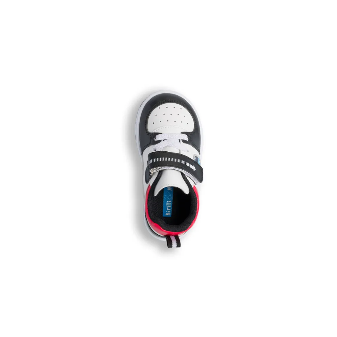 Sneakers bianche primi passi con dettagli neri e rossi Birilli&Monelli