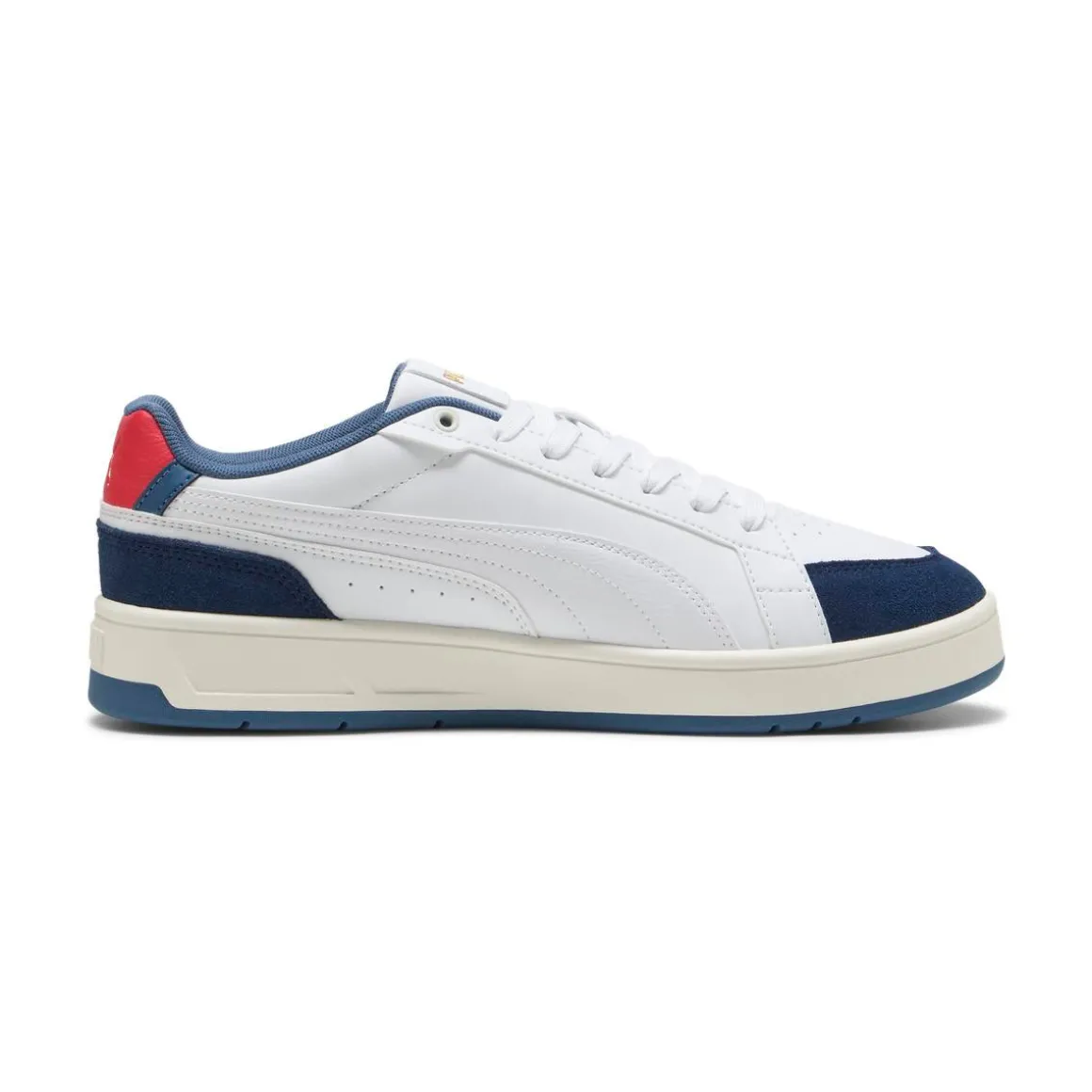 Sneakers bianco con inserti effetto scamosciato blu da Uomo Puma Court