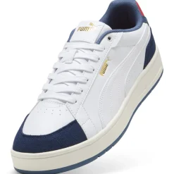 Sneakers bianco con inserti effetto scamosciato blu da Uomo Puma Court