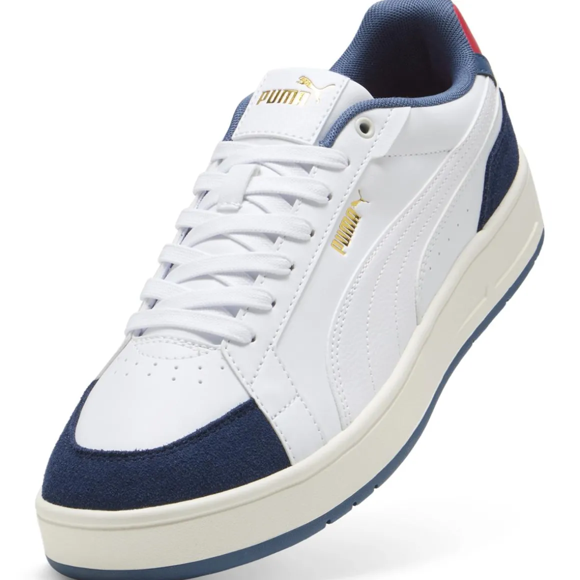 Sneakers bianco con inserti effetto scamosciato blu da Uomo Puma Court