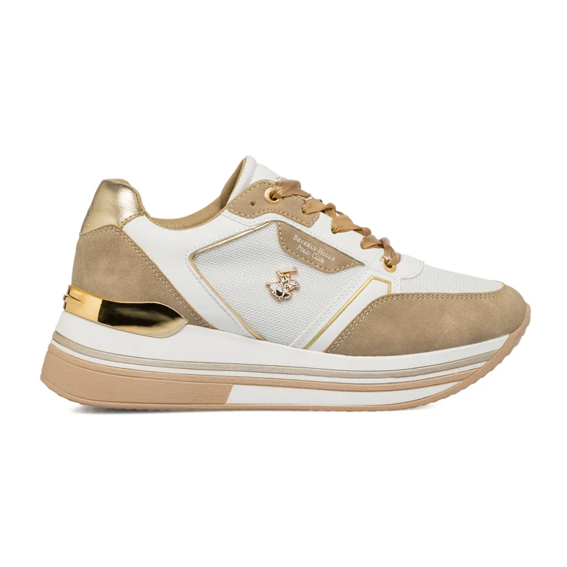 Sneakers bicolore beige e bianche da Donna Beverly Hills