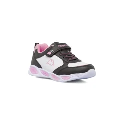 Sneakers bicolore bianche e nere da Ragazza con Luci e strappo Kappa
