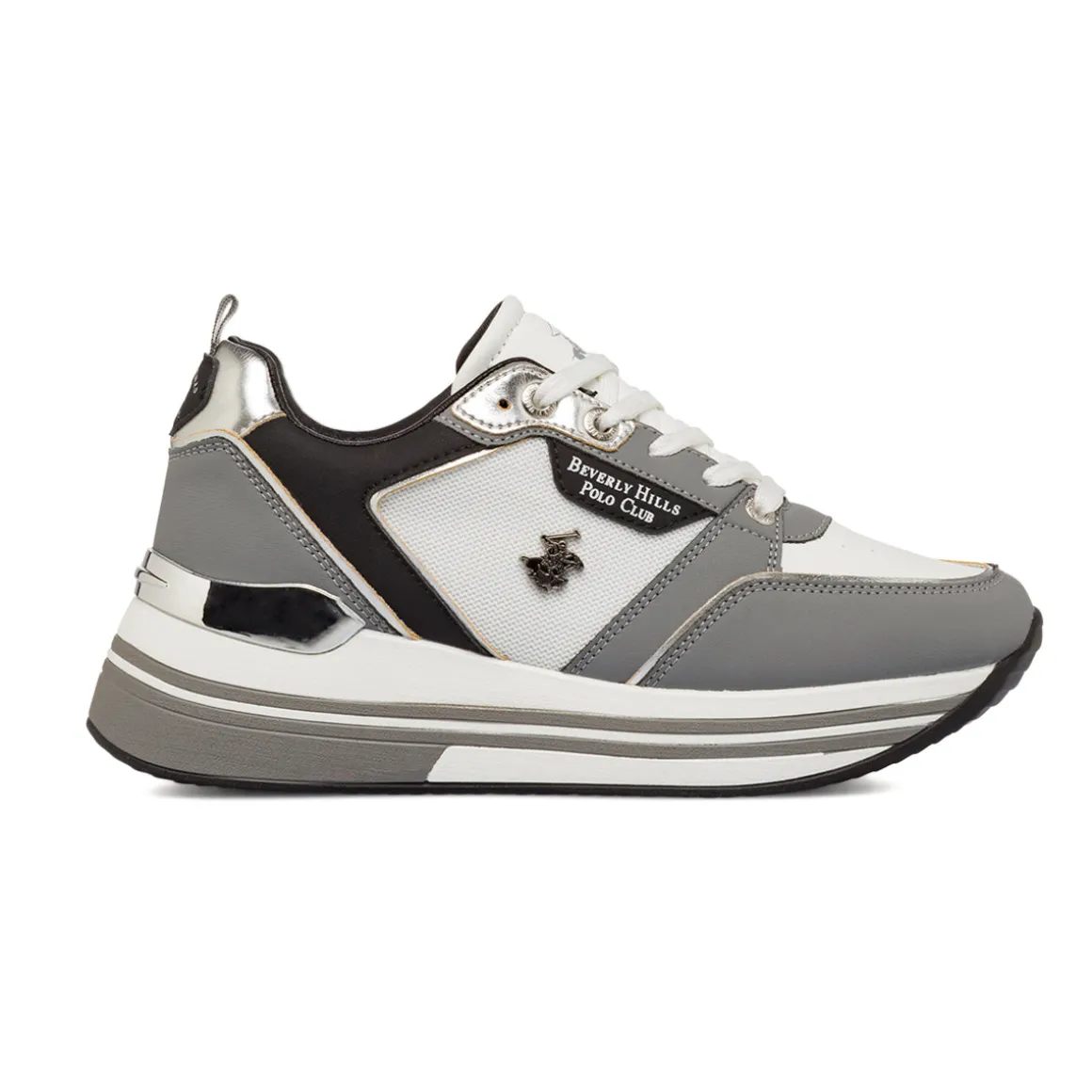 Sneakers bicolore grigio e bianco da Donna Beverly Hills