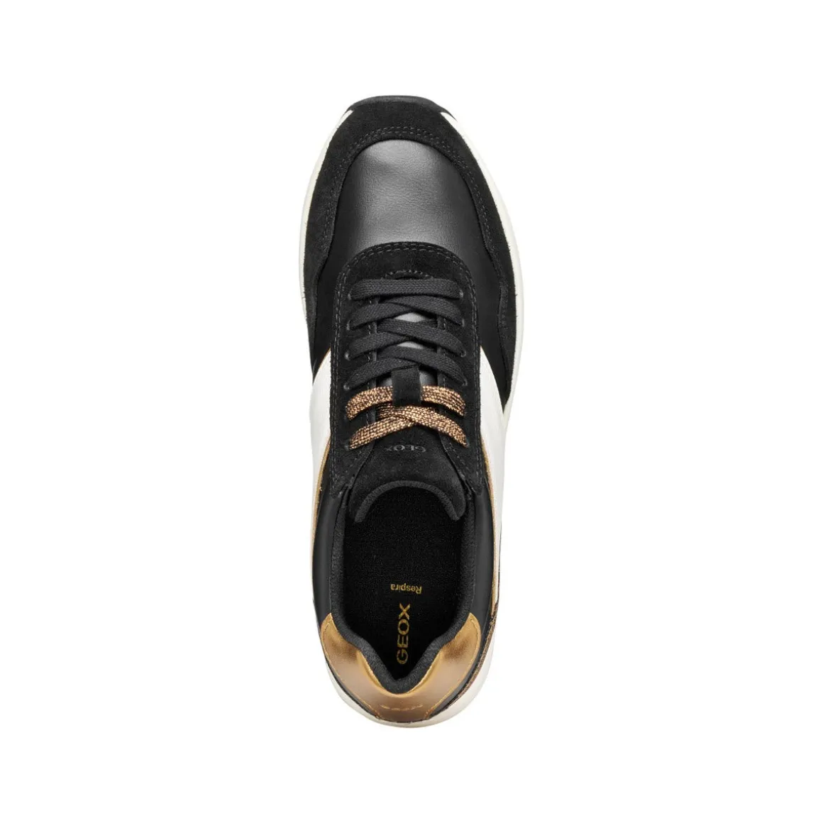 Sneakers bicolore nere e bianche da Donna con suola traspirante Geox