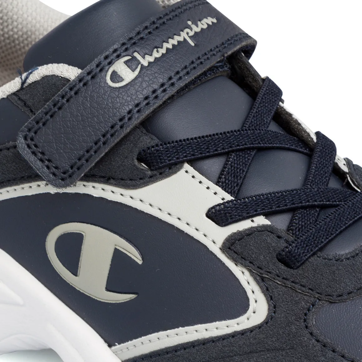 Sneakers blu da ragazzo con dettagli grigio e logo Champion Count B