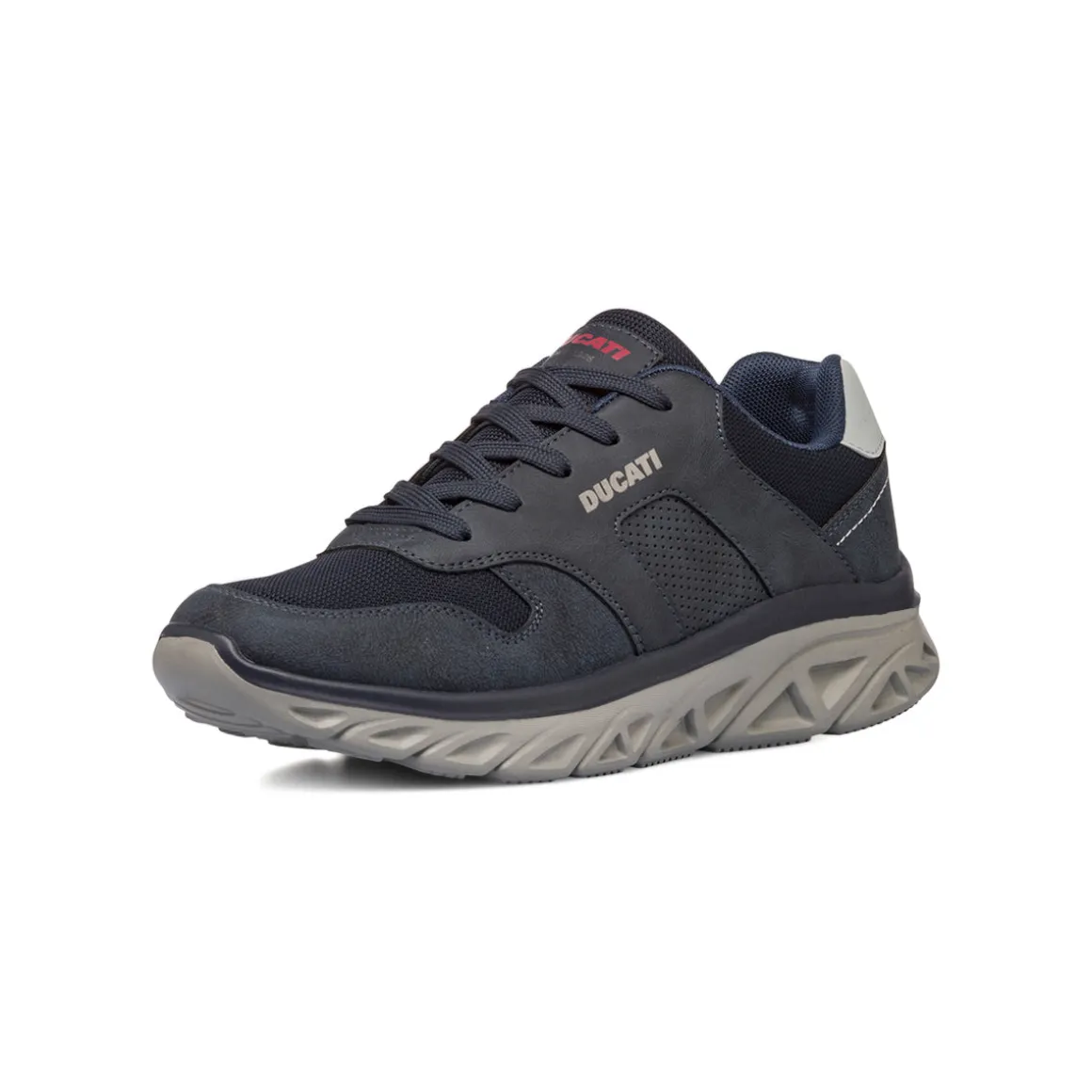 Sneakers blu da uomo con inserti in tessuto Ducati