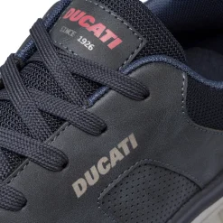 Sneakers blu da uomo con inserti in tessuto Ducati