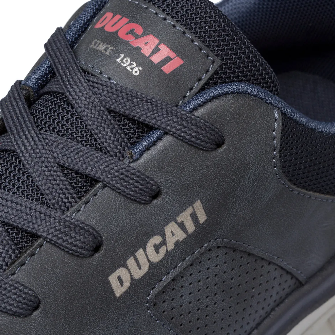 Sneakers blu da uomo con inserti in tessuto Ducati