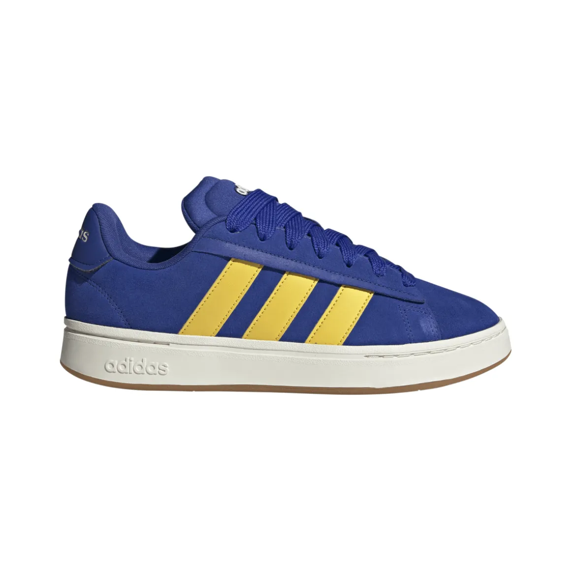 Sneakers blu da Uomo effetto scamosciato e logo giallo adidas Grand Court Alpha 00s