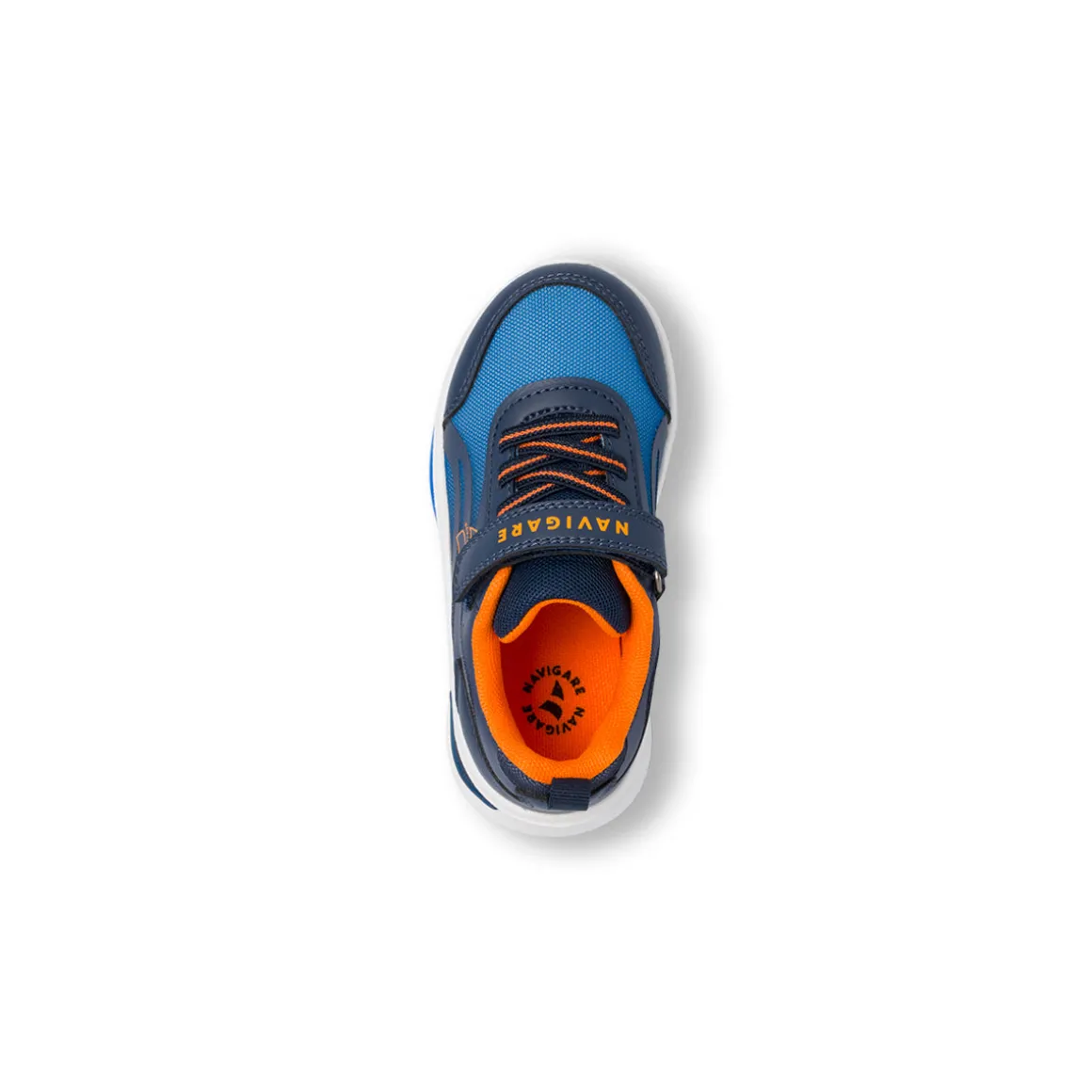 Sneakers blu e arancioni da Bambino con luci e strappo Navigare