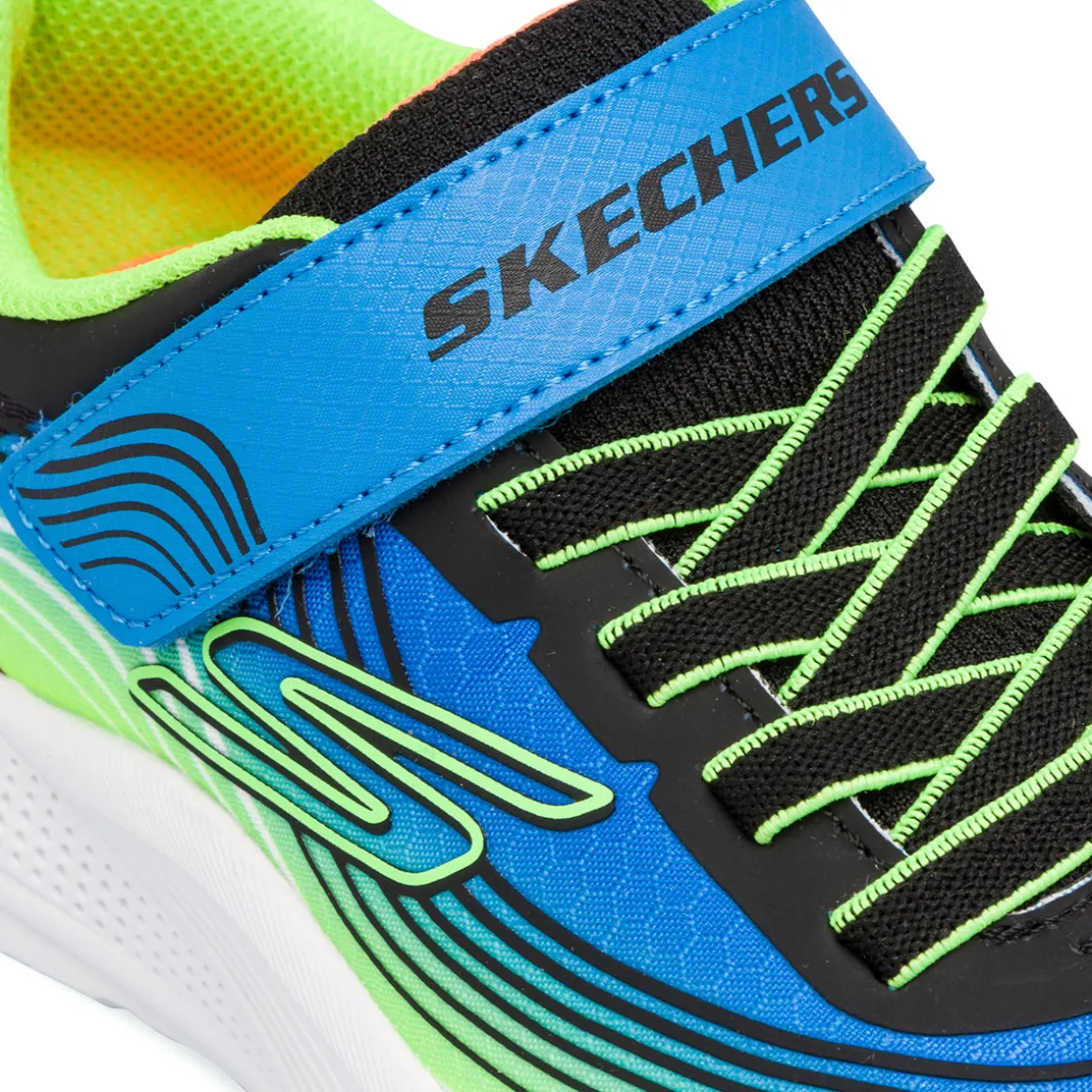 Sneakers blu e verdi da ragazzo Skechers Microspec Advance