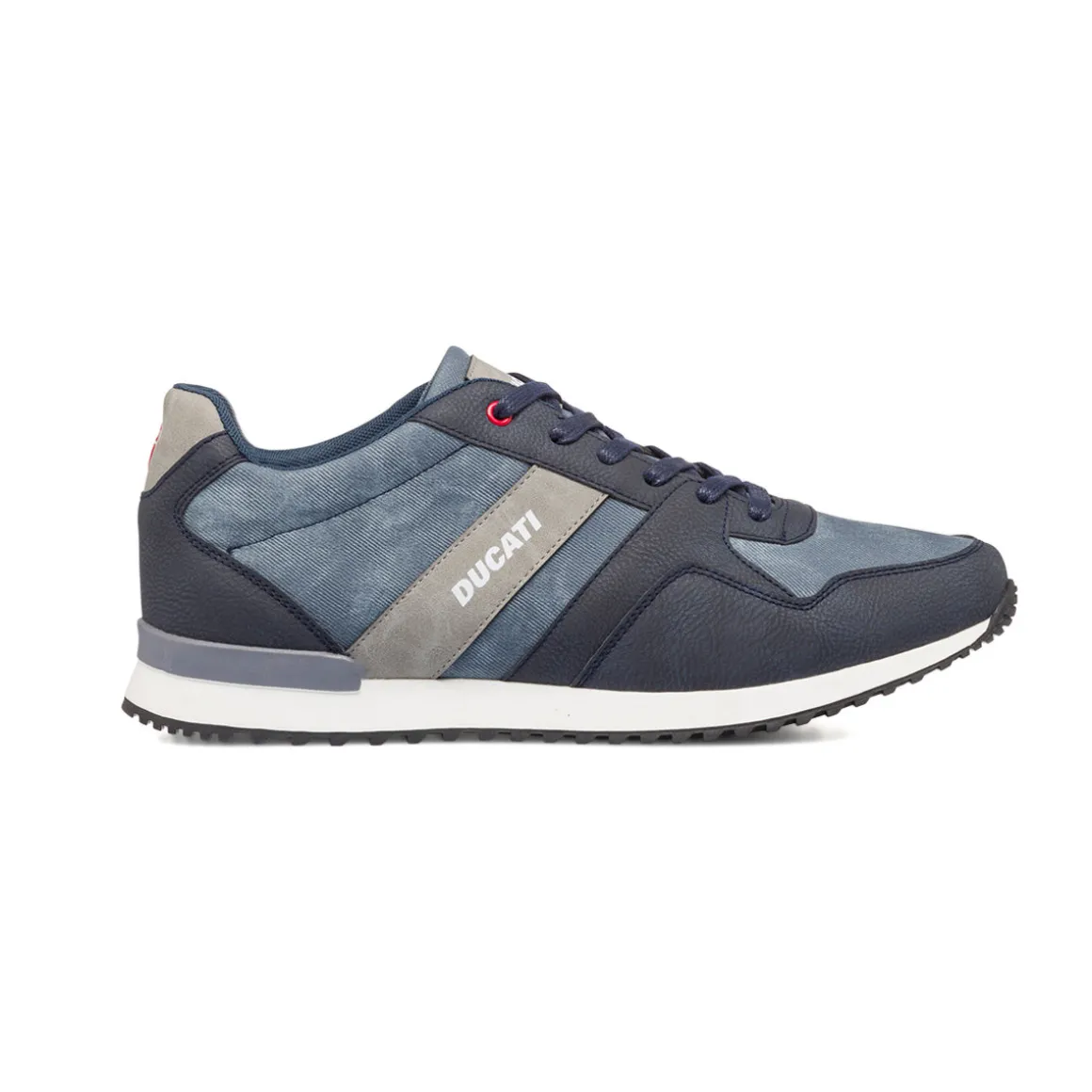 Sneakers blu jeans da uomo con logo laterale Ducati